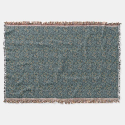 William Morris  Floral Green Blue Orchard Deken (Voorkant)