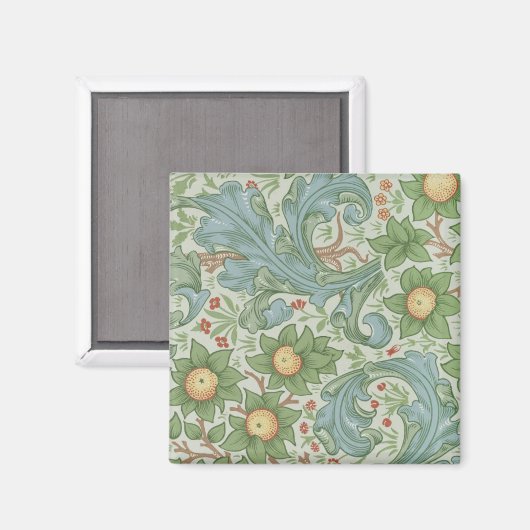 William Morris  Floral Green Blue Orchard Magneet (Voorkant / Achterkant)
