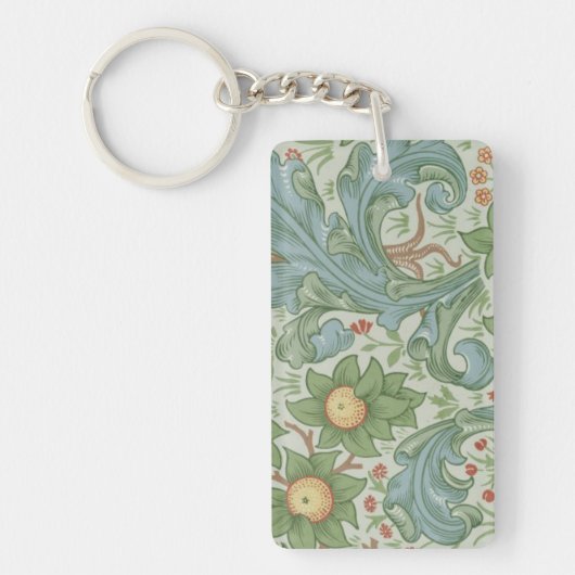 William Morris Floral Green Blue Orchard Sleutelhanger (Voorkant)