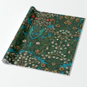  william morris floral grennery art cadeaupapier (Uitgerold)