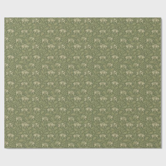 William Morris  Floral Honeysuckle Green Cadeaupapier (Vlak)