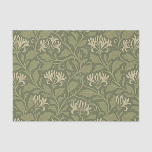 William Morris  Floral Honeysuckle Green Tissuepapier (Voorkant)