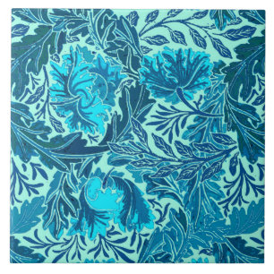 William Morris Floral, Indigo Blue en Turquoise Tegeltje