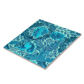 William Morris Floral, Indigo Blue en Turquoise Tegeltje (Zijkant)