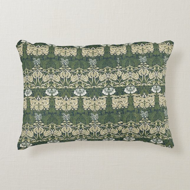 William Morris Floral  kunst tulp en Roos Accent Kussen (Voorkant)