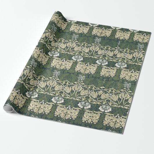 William Morris Floral kunst tulp en Roos Cadeaupapier (Uitgerold)