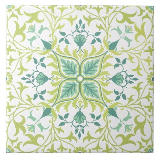 William Morris  Floral & Leaf Pattern Tegeltje (Voorkant)