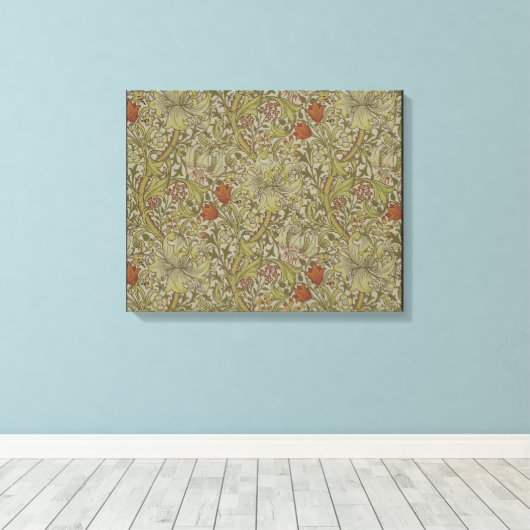 William Morris Floral lily willow art print design (Insitu (Houten vloer))