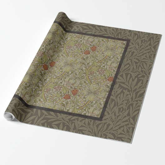 William Morris Floral lily willow art print design Cadeaupapier (Uitgerold)