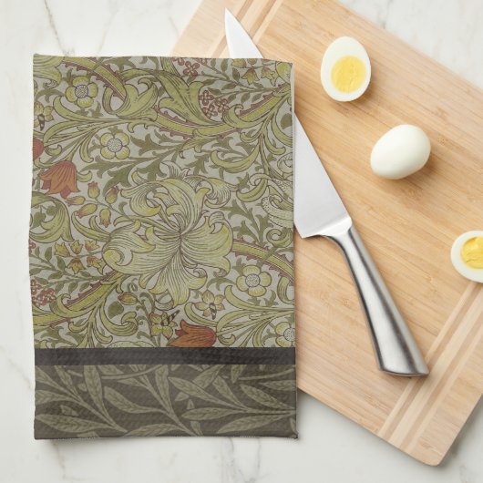 William Morris Floral lily willow art print design Theedoek (Quarter Fold)