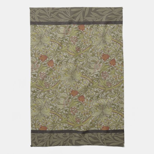 William Morris Floral lily willow art print design Theedoek (Verticaal)