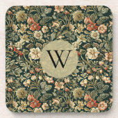William Morris Floral Monogram Bier Onderzetter (Voorkant)