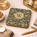 William Morris Floral Monogram Bier Onderzetter<br><div class="desc">Travel in timeless style with this personalized coaster,  featuring a classic William Morris–inspired floral design. Rich in vintage charm and elegant detail,  it’s a beautiful blend of artistry and function—perfect for protecting your furniture while adding a refined,  old-world touch to every journey.</div>