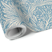 William Morris Floral Patroon Bloemen Blauw Wit Cadeaupapier (Rol Hoek)