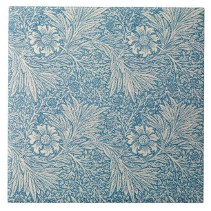 William Morris Floral Patroon Bloemen Blauw Wit Tegeltje