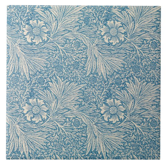 William Morris Floral Patroon Bloemen Blauw Wit Tegeltje (Voorkant)