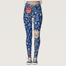 William Morris Floral patroonblauwe leggings