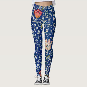 William Morris Floral patroonblauwe leggings