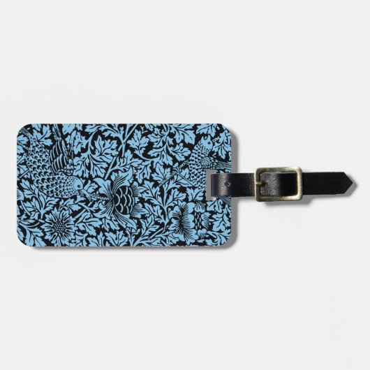 William Morris Floral Pattern Bird Anenome Bagagelabel (Voorkant horizontaal)
