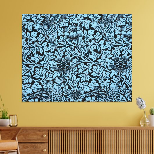 William Morris Floral Pattern Bird Anenome Canvas Afdruk (Insitu (Woonkamer))