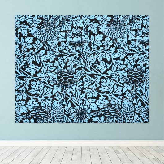 William Morris Floral Pattern Bird Anenome Canvas Afdruk (Insitu (Houten vloer))