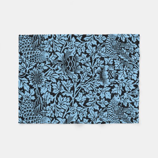 William Morris Floral Pattern Bird Anenome Fleece Deken (Voorkant (Horizontaal))