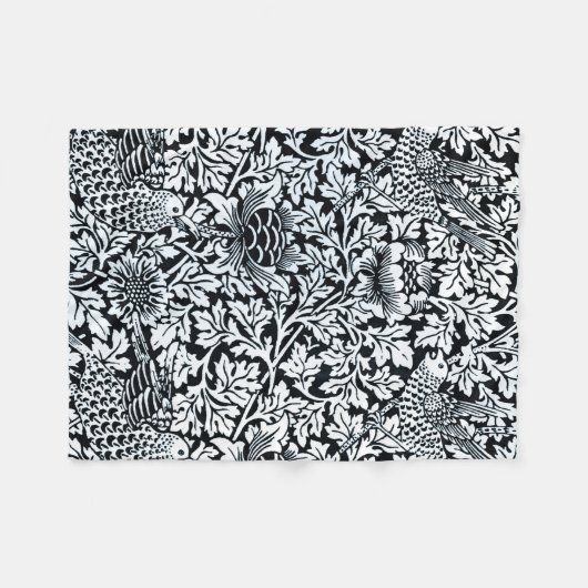 William Morris Floral Pattern Bird Anenome Fleece Deken (Voorkant (Horizontaal))