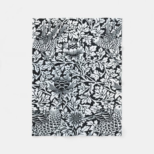 William Morris Floral Pattern Bird Anenome Fleece Deken (Voorkant)