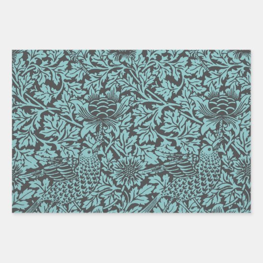 William Morris Floral Pattern Bird Anenome Inpakpapier Vel (Voorkant 3)