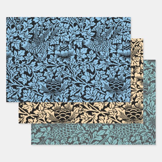 William Morris Floral Pattern Bird Anenome Inpakpapier Vel (Set)