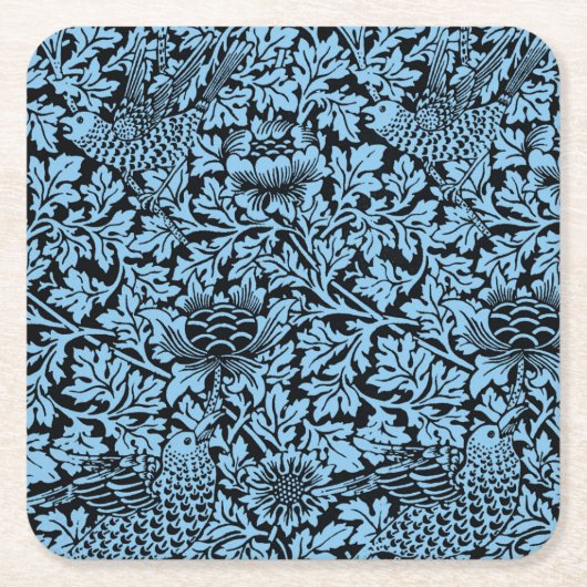 William Morris Floral Pattern Bird Anenome Kartonnen Onderzetters (Voorkant)