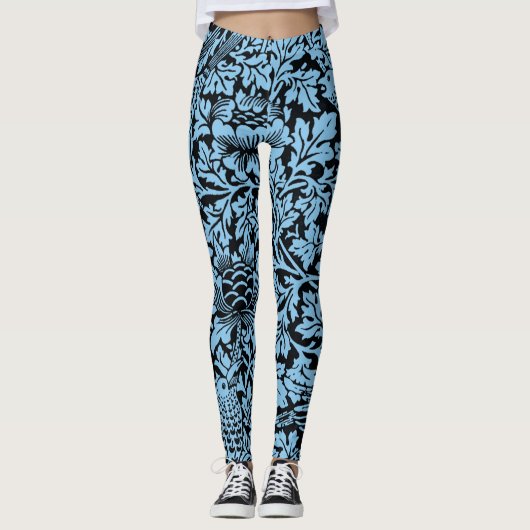 William Morris Floral Pattern Bird Anenome Leggings (Voorkant)