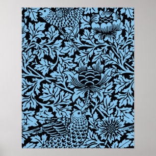 William Morris Floral Pattern Bird Anenome Poster