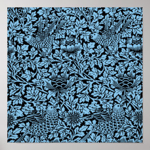 William Morris Floral Pattern Bird Anenome Poster