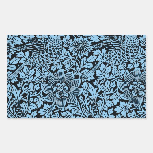 William Morris Floral Pattern Bird Anenome Rechthoekige Sticker (Voorkant)