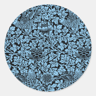 William Morris Floral Pattern Bird Anenome Ronde Sticker