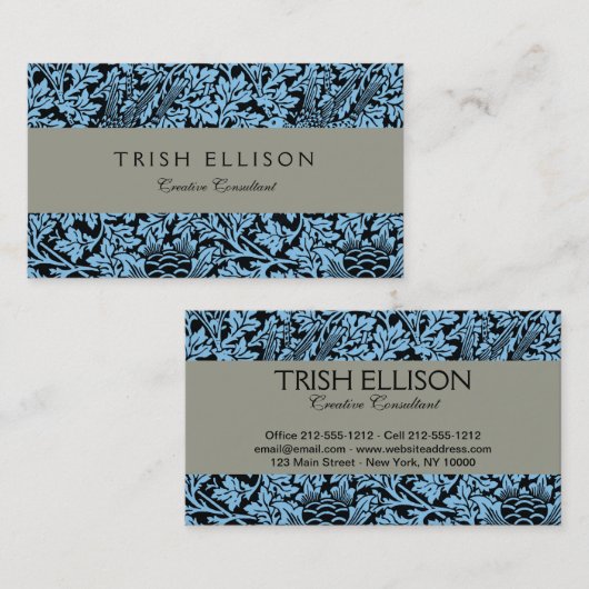 William Morris Floral Pattern Bird Anenome Visitekaartje (Voorkant / Achterkant)