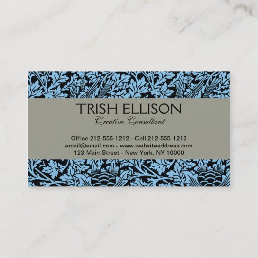 William Morris Floral Pattern Bird Anenome Visitekaartje (Achterkant)