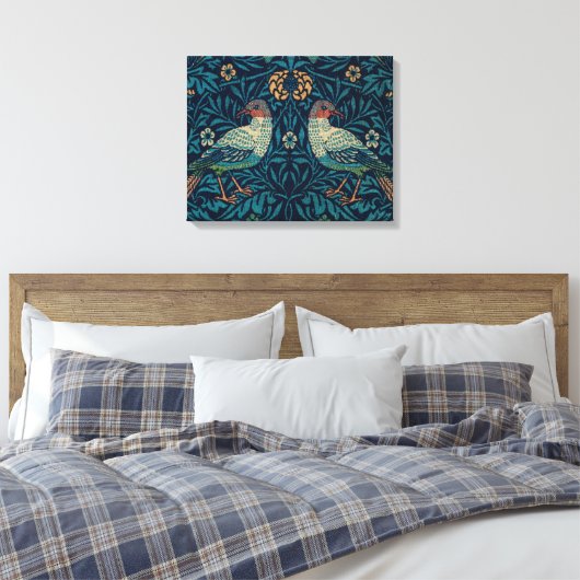 William Morris Floral Pattern Canvas Afdruk (Insitu (Slaapkamer))