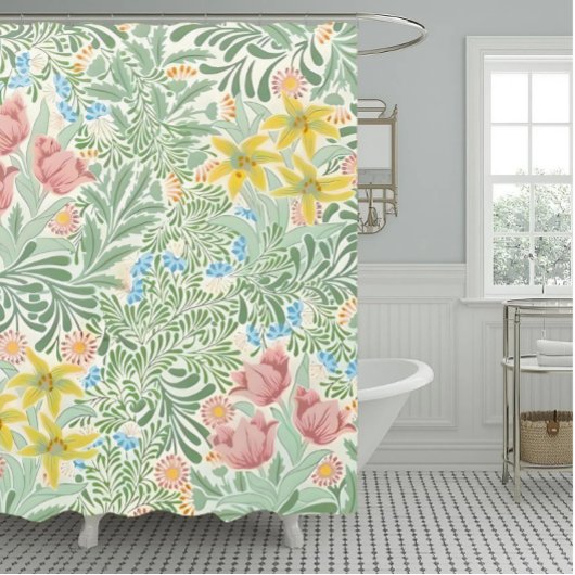 William Morris  Floral Pattern Douchegordijn