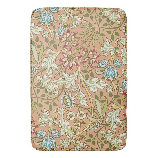 William Morris Floral Pattern Flowers Pink Blue Badmat (Voorkant Verticaal)