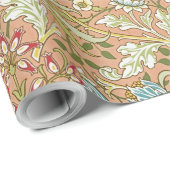 William Morris Floral Pattern Flowers Pink Blue Cadeaupapier (Rol Hoek)