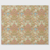 William Morris Floral Pattern Flowers Pink Blue Cadeaupapier (Vlak)