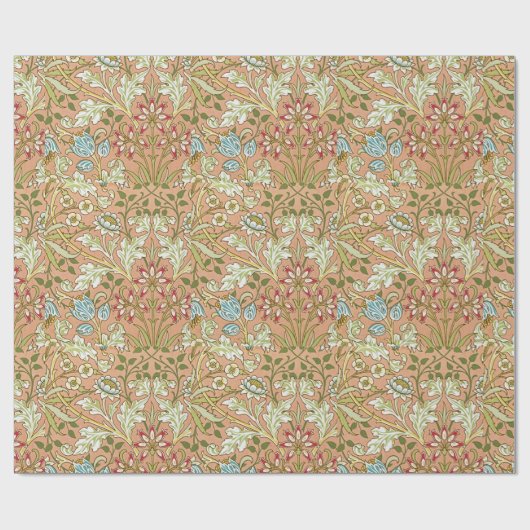William Morris Floral Pattern Flowers Pink Blue Cadeaupapier (Vlak)