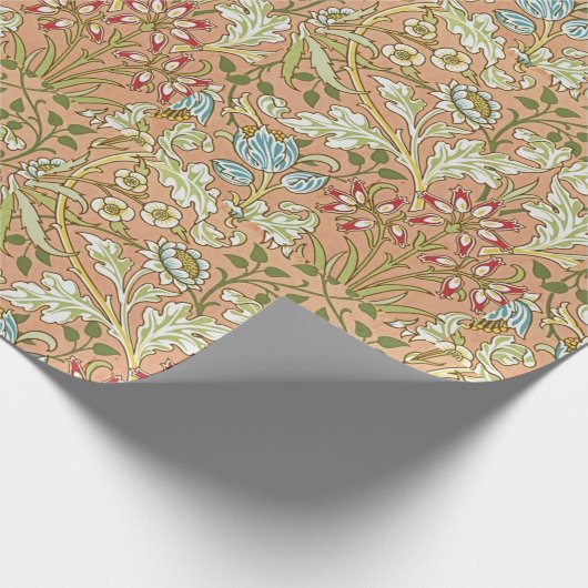 William Morris Floral Pattern Flowers Pink Blue Cadeaupapier (Hoek)