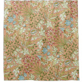 William Morris Floral Pattern Flowers Pink Blue Douchegordijn (Voorkant)