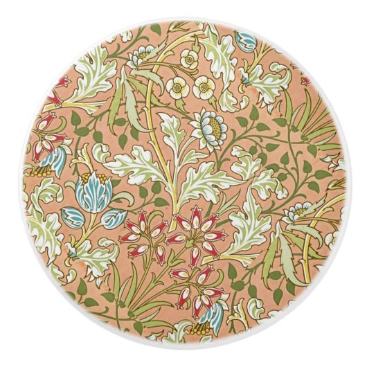 William Morris Floral Pattern Flowers Pink Blue Keramische Knop (Voorkant)