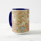 William Morris Floral Pattern Flowers Pink Blue Mok (Voorkant links)