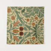 William Morris Floral Pattern Green Cream and Rust Wandkleed (Voorkant (horizontaal))