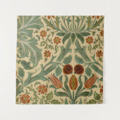 William Morris Floral Pattern Green Cream and Rust Wandkleed (Voorkant)